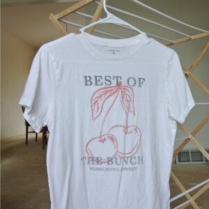 American Eagle Outfitters White Tee with Cherry Graphic